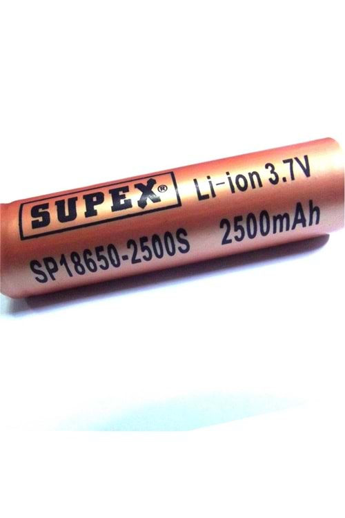 Supex 18650-1200S 3.7V 1200MA Şarjlı Li-on Pil Uçlu Kafa Pil