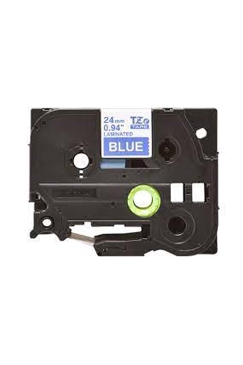 Brother TZE-555 TZE-Tape 24 MM Mavi Üzerine Beyaz Laminasyon Etiket