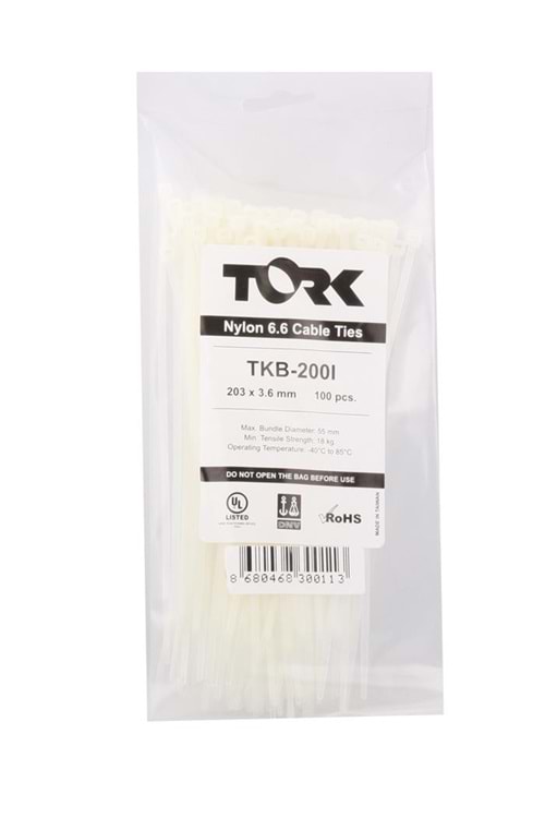 Tork TRK-370-4,5mm Beyaz 100lü Kablo Bağı