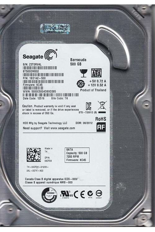 Seagate 500GB ST500DM002 BarraCuda SATA 3.0 7200 RPM 3.5