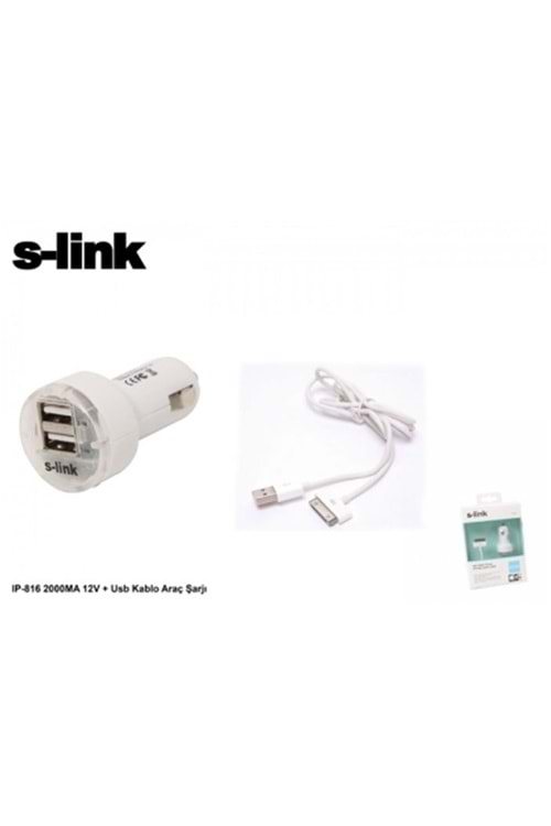 S-link IP-816 2000ma 12v Usb Kablo Araçtan Şarj Cihazı