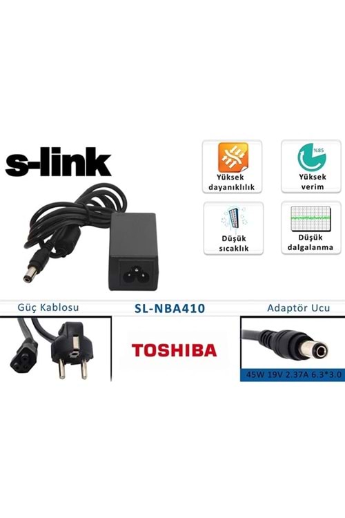 S-link sl-nba410 45W 19V 2.37A 6.3-3.0 Toshıba Notebook Adaptörü