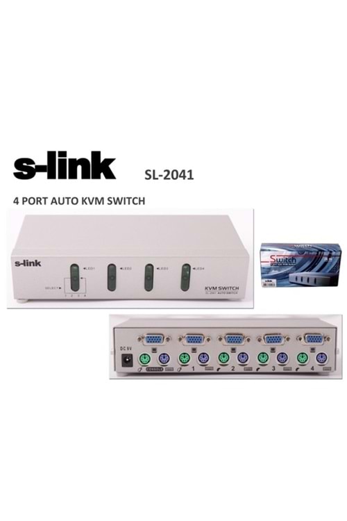 S-link SL-2041 4pc-1mn vga+ps-2 Otomatik Kvm Switch