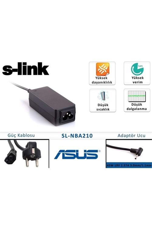 S-link SL-NBA210 45w 19v 2.37a 3.0-1.1 Ultrabook Adaptörü