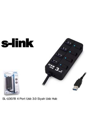 S-link SL-U307B Siyah 4 Port 3.0 Usb Çoklayıcı