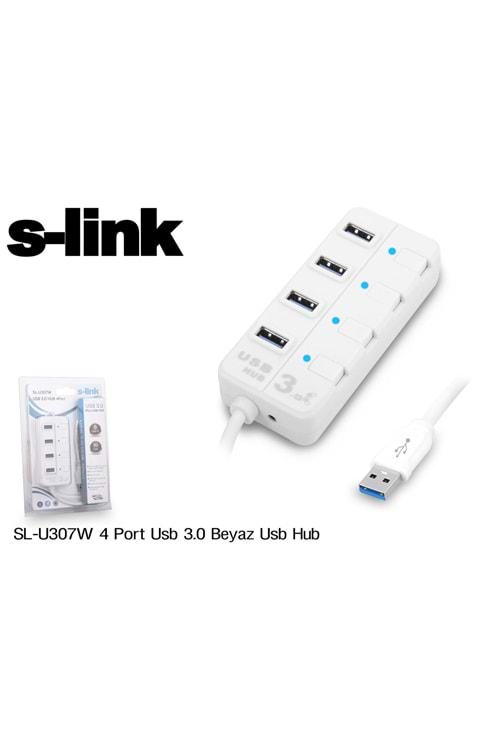 S-link SL-U307W Beyaz 4 Port 3.0 Usb Çoklayıcı