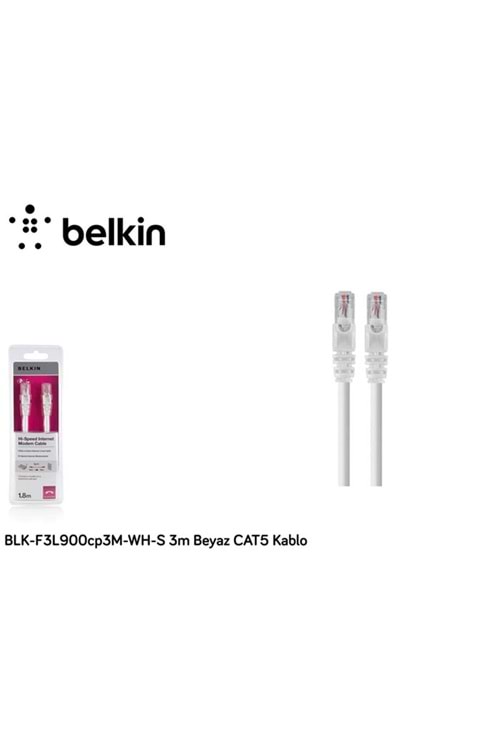 Belkin BLK-F3L900cp3M-WH-S 3m Beyaz Cat5 Kablo