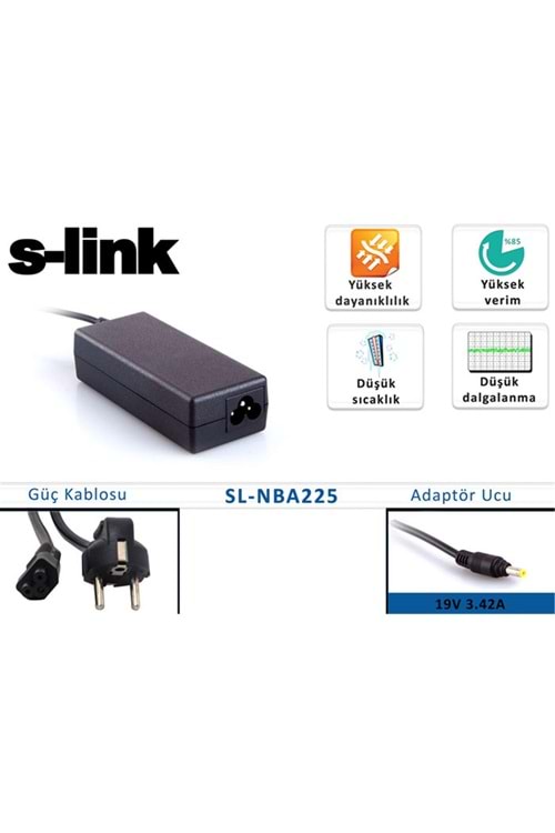 S-link SL-NBA225 19V 3.42A 1.7mm-4.0mm Standart Adaptörü