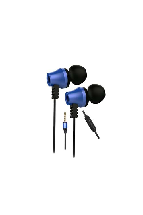 Snopy SN-J02 Siyah Mavi Kulak İçi Kulaklık Mikrofonlu Kulaklık