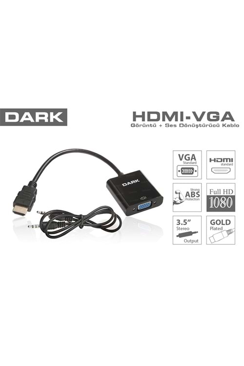 Dark HDMI TO VGA ve SES Aktif Dijital-Analog Dönüştürücüsü