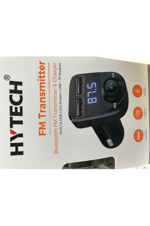 Hytech HY-XCB33 Çift USB 5V 2.1A Led Ekran USB+TF Desteği Siyah Bluetooth Fm Transmitte