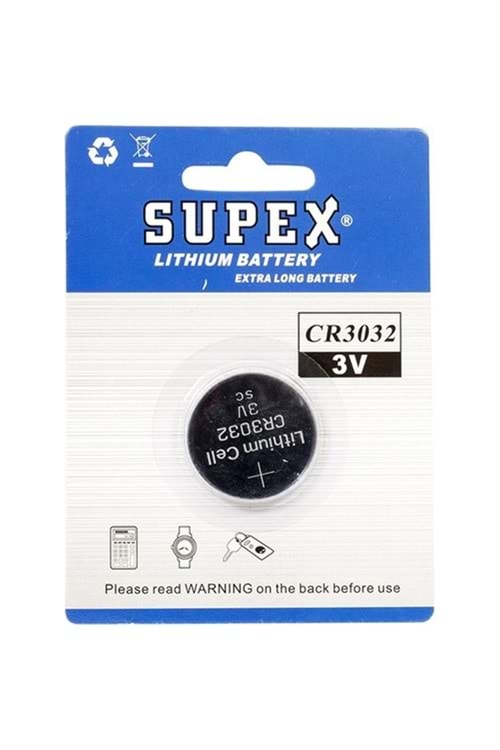 Supex CR3032 3V Lityum Düğme Pil Tekli Paket