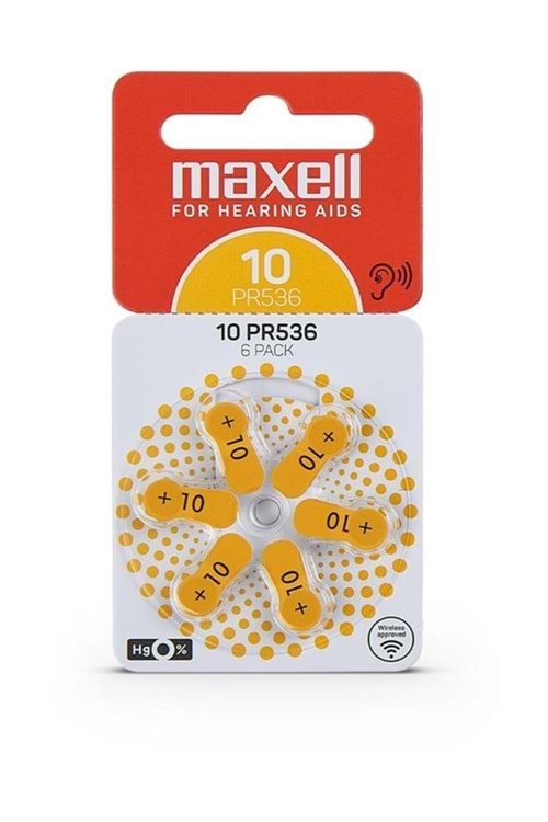 Maxell PR536 (10) 1.4V Düğme Kulaklık Pili 6'lı Paket