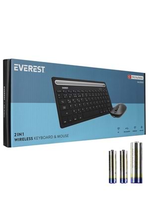Everest KM-BT803 Siyah 3 in 1 BT 5.0+3.0+2.4Ghz 1600dpi Q Multimedia Kablosuz Klavye + Mouse Set