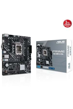 Asus Prime H610M-K D4 12.Nesil Intel H610 Soket 1700 DDR4 3200MHz mATX Anakart