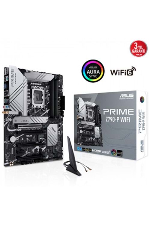 ASUS PRIME Z790-P WIFI INTEL Z790 LGA1700 DDR5 7200 DP HDMI 3X M2 USB3.2 AX WİFİ BT AURA RGB