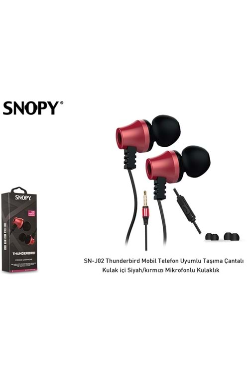 Snopy SN-J02 Thunderbird Mobil Telefon Uyumlu Kulak içi Siyah-kırmızı Mikrofonlu Kulaklık